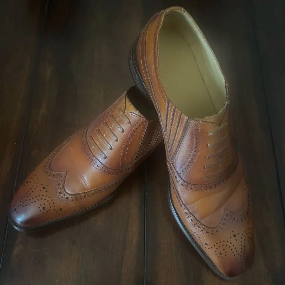 Maison Forte Classic Brown Leather Men's Dress Shoes 9